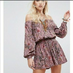 Free People Small Floral Mauve Romper